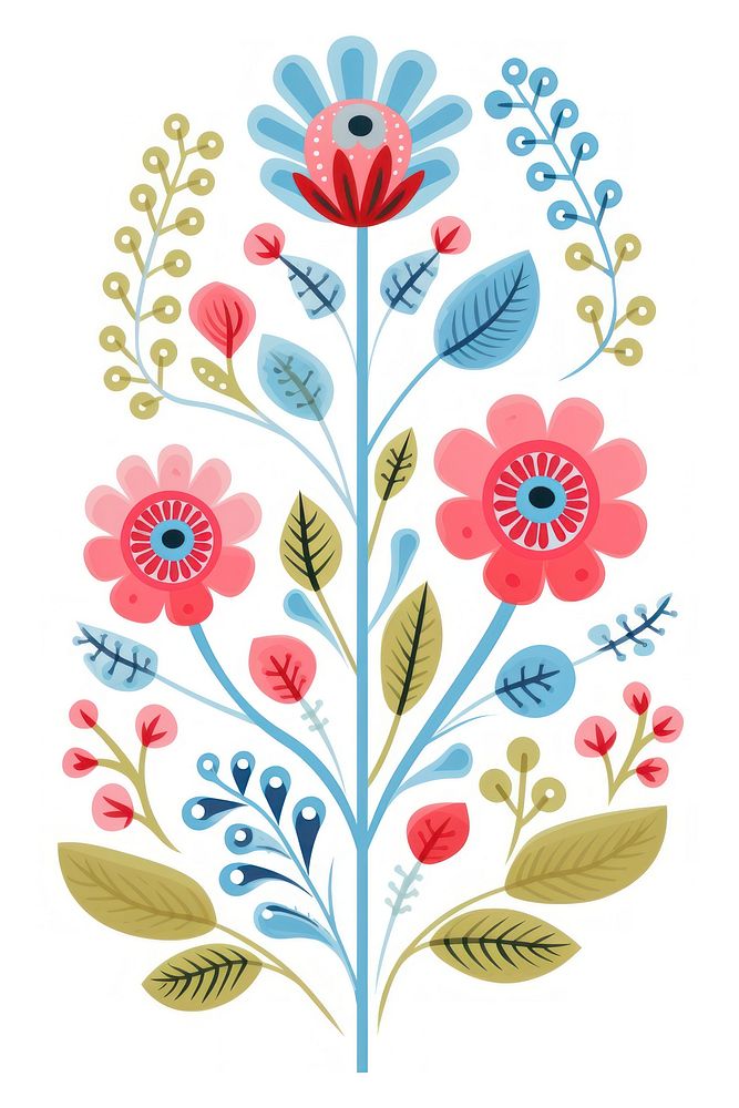 Flora art pattern white background. AI generated Image by rawpixel.