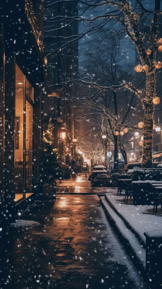 Cold winter night city architecture outdoors. AI generated Image by rawpixel.