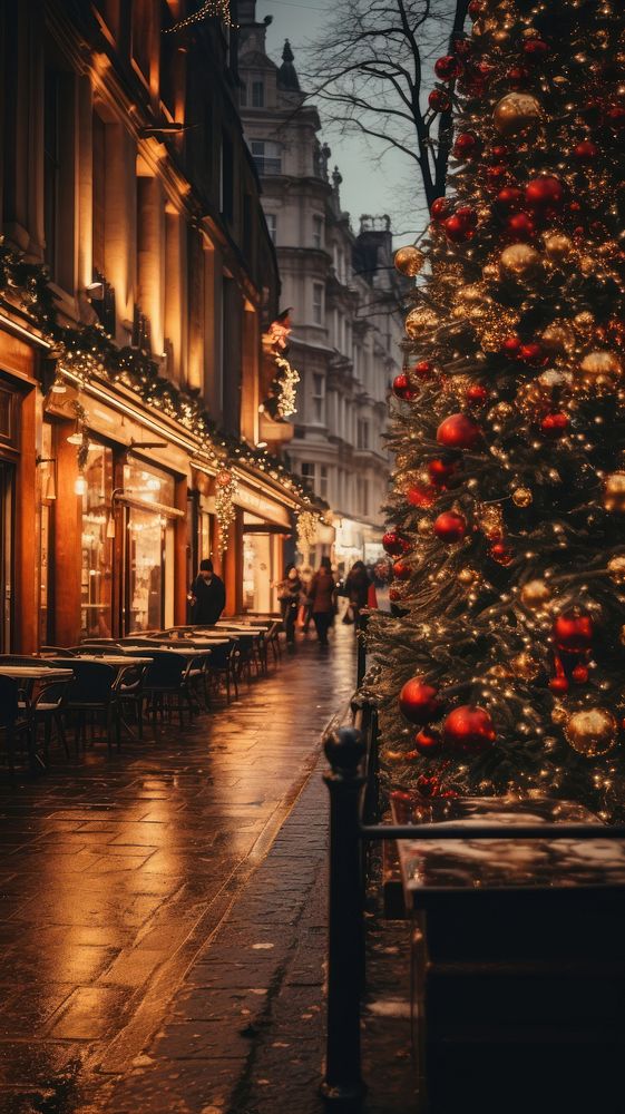 Cold Christmas night christmas architecture cityscape. AI generated Image by rawpixel.