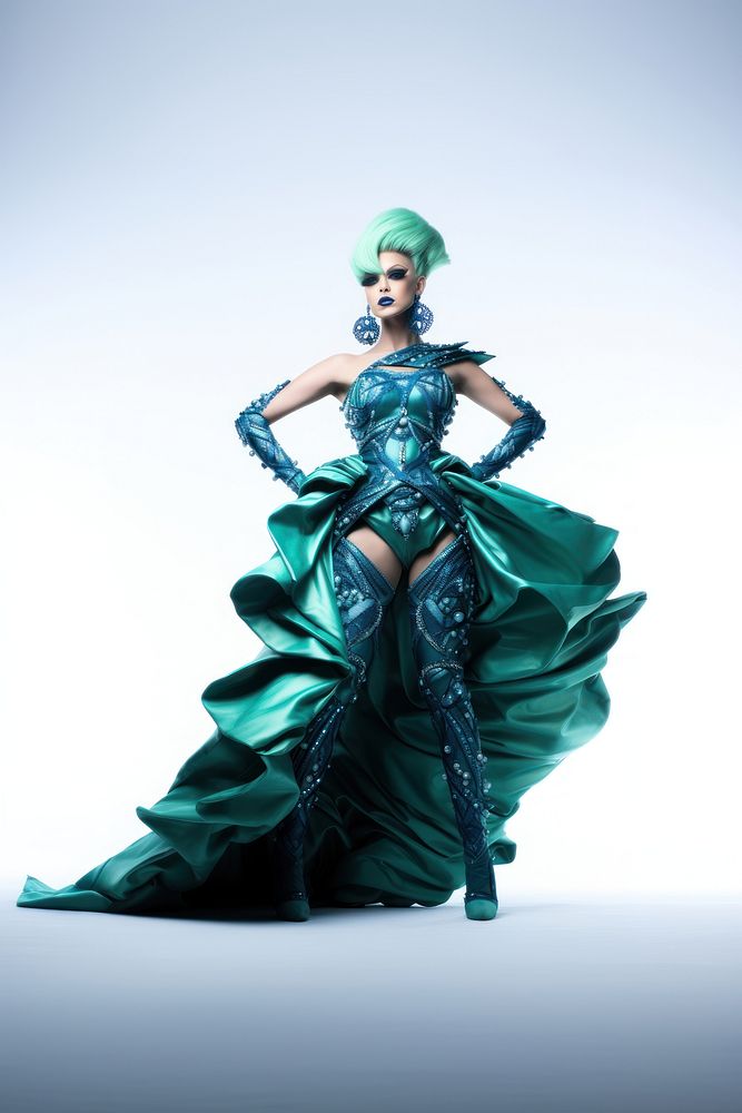 Drag queen ornamentation fashion green blue. AI generated Image by rawpixel.