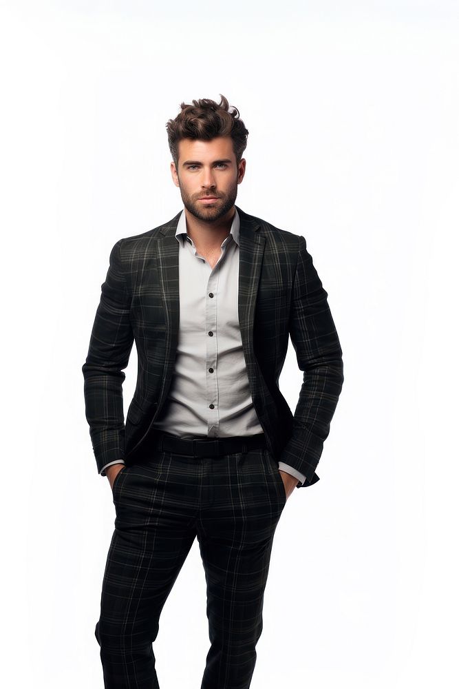 Wearing blazer Tartan adult fashion tuxedo. AI generated Image by rawpixel.