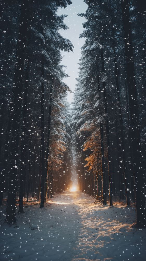 Spruce trees light snow sky. AI generated Image by rawpixel.