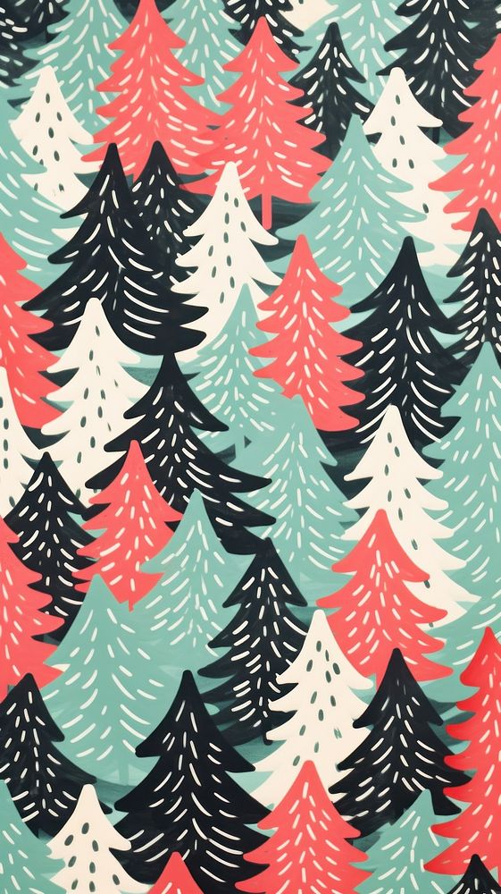 Christmas trees pattern backgrounds christmas art. AI generated Image by rawpixel.