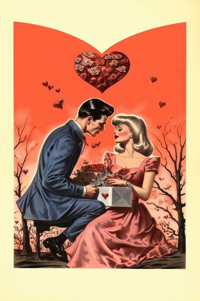 Comics adult art valentine's day. AI generated Image by rawpixel.