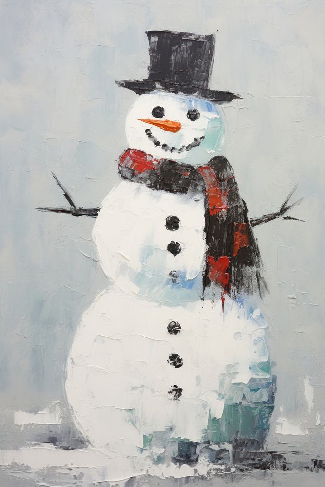 Snowman winter craft paint. AI generated Image by rawpixel.