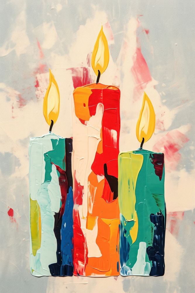 Christmas candles art painting spirituality. AI generated Image by rawpixel.