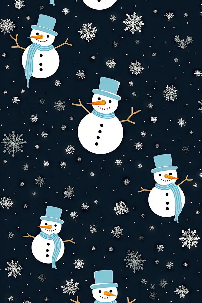 Snowman paper pattern winter celebration backgrounds. AI generated Image by rawpixel.