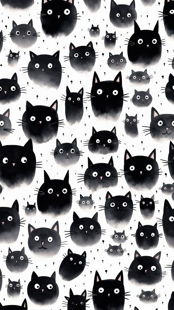 Black cat backgrounds pattern cartoon. AI generated Image by rawpixel.