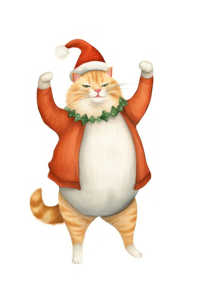 Orange cat dancing pet christmas figurine. AI generated Image by rawpixel.