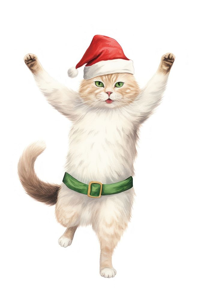 Cat dancing pet christmas mammal. AI generated Image by rawpixel.
