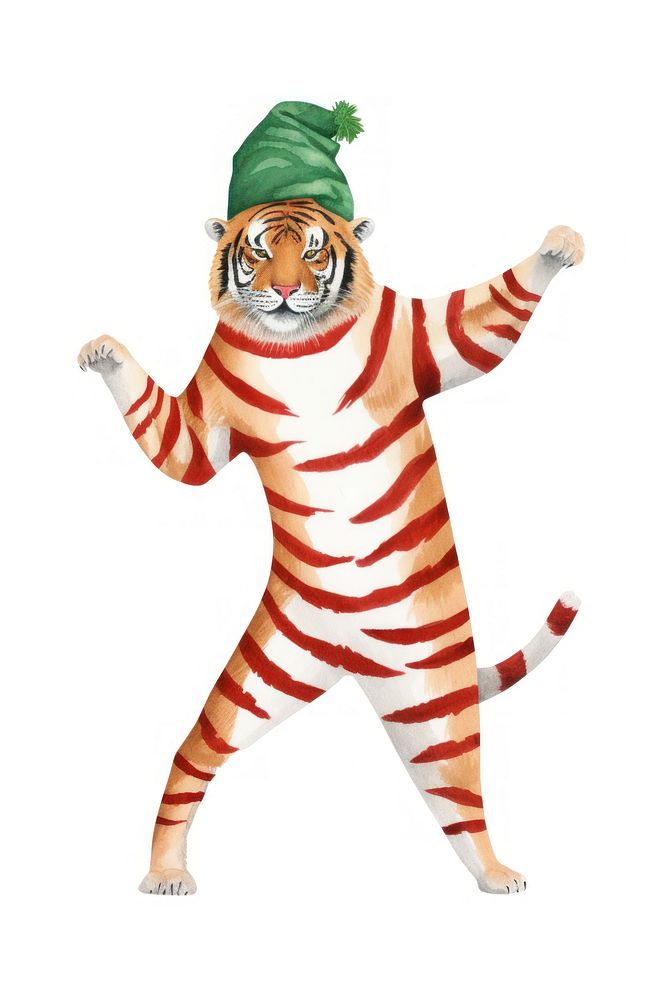 Tiger dancing costume animal mammal. AI generated Image by rawpixel.