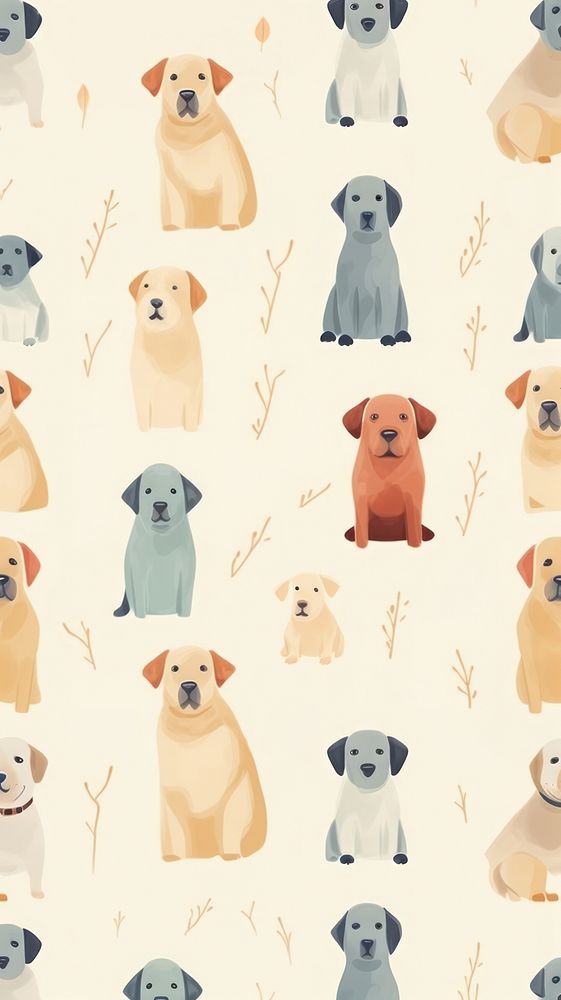 Labrador backgrounds pattern cartoon. | Free Photo Illustration - rawpixel