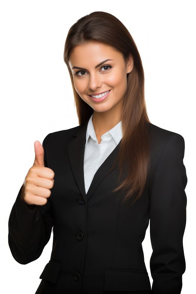 Businesswoman holding her thumb pointing portrait finger. AI generated Image by rawpixel.