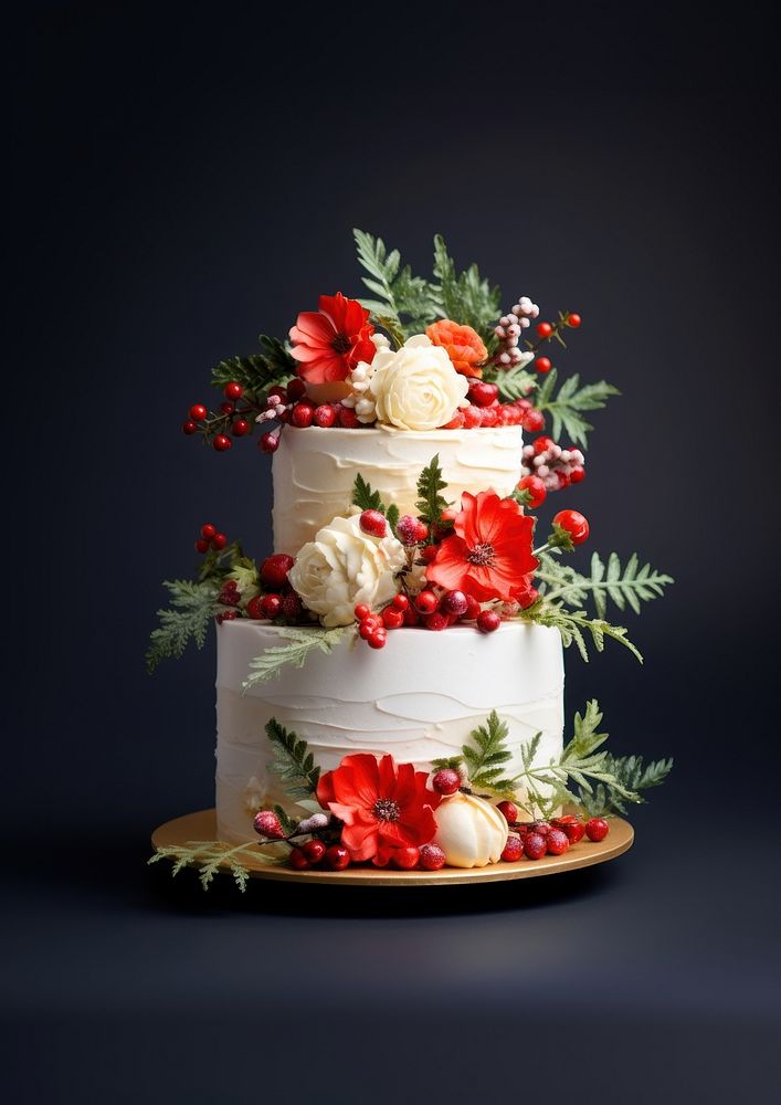 Christmas cake flower christmas dessert. AI generated Image by rawpixel.