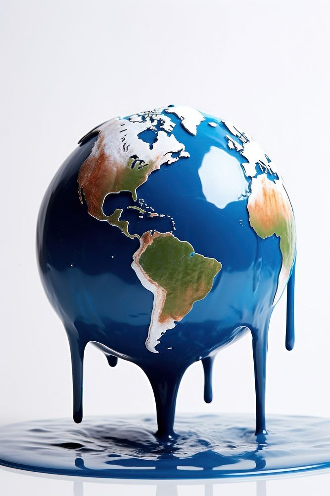 Melting dripping planet Earth climate warming concept globe planet earth astronomy. AI generated Image by rawpixel.