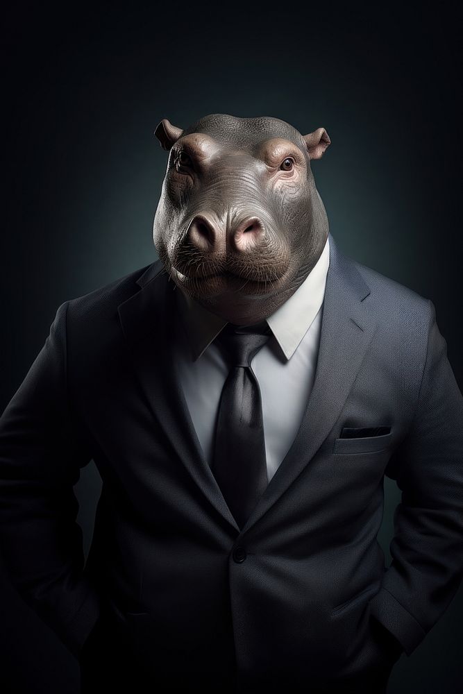 Hippo portrait animal mammal. AI generated Image by rawpixel.