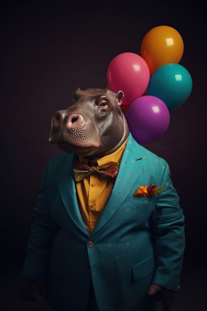 Hippo portrait balloon animal. AI generated Image by rawpixel.