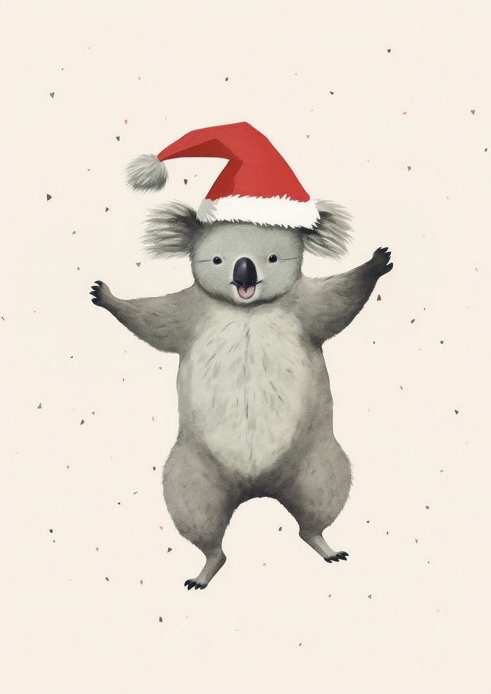 Koala celebrating Christmas christmas drawing mammal. AI generated Image by rawpixel.