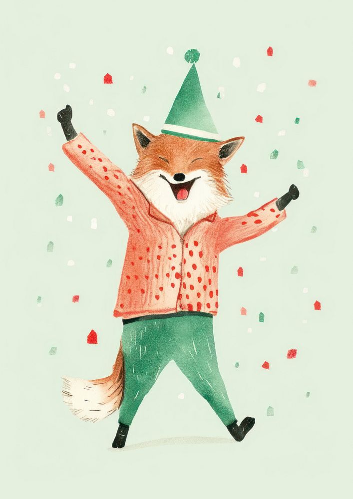 Fox celebrating Christmas mammal animal hat. AI generated Image by rawpixel.