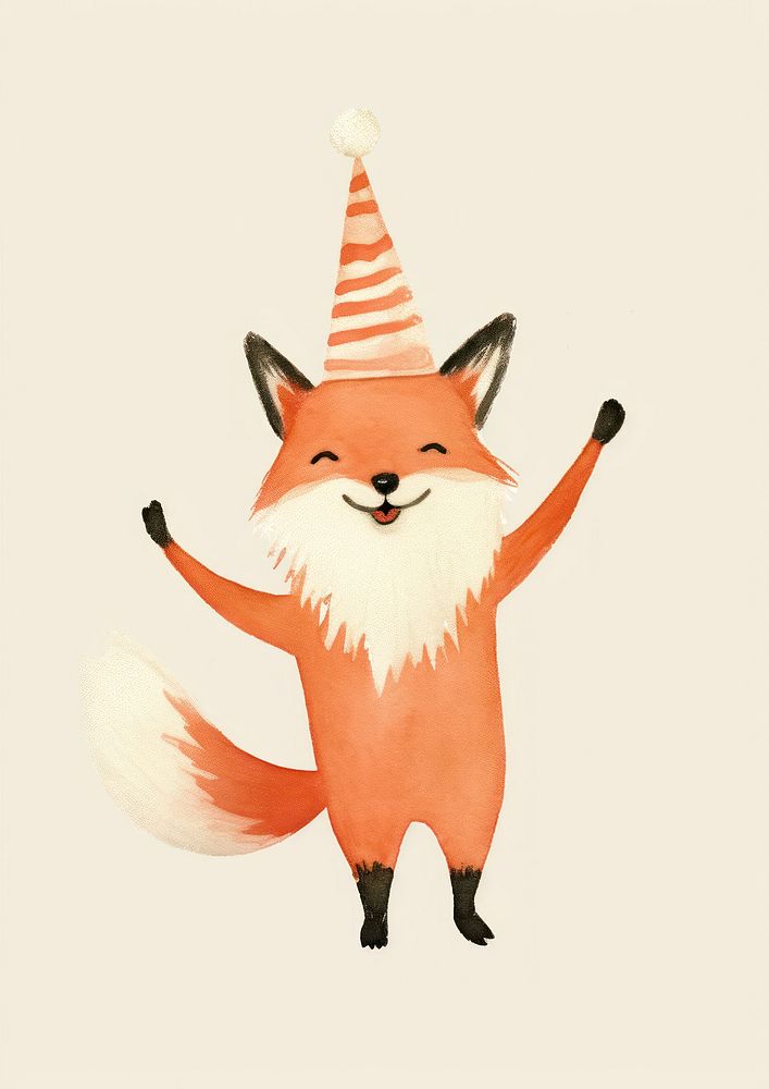 Fox celebrating Christmas wearing drawing animal sketch. AI generated Image by rawpixel.