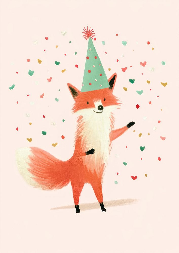 Fox celebrating Christmas mammal animal nature. AI generated Image by rawpixel.