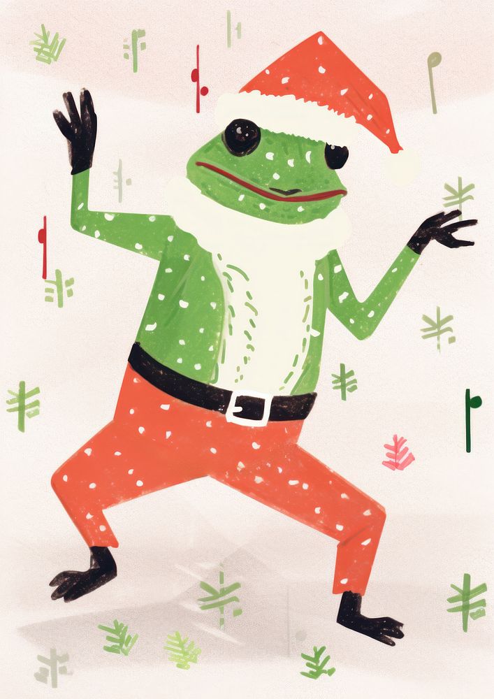 Frog celebrating Christmas art christmas amphibian. 