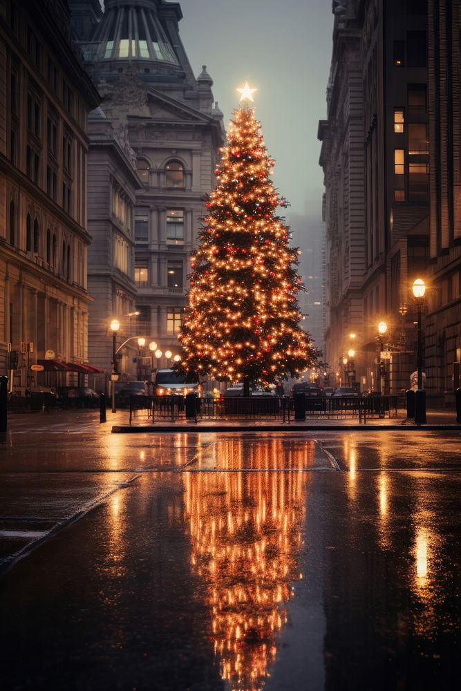 Christmas city building street. AI generated Image by rawpixel.