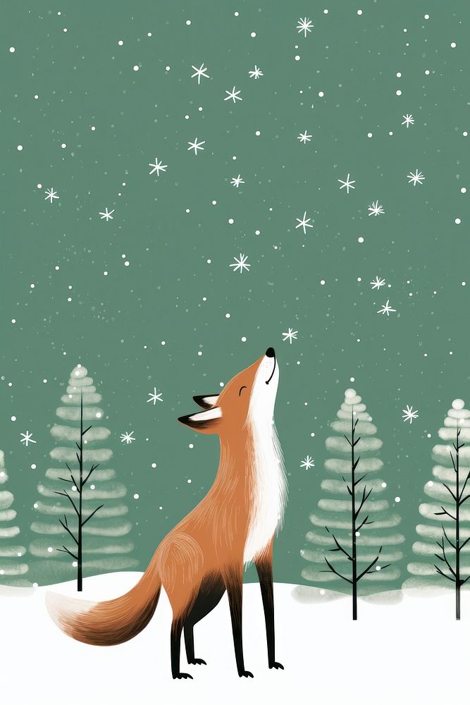 Christmas a fox singing christmas song colourful christmas cloth animal mammal snowflake. 