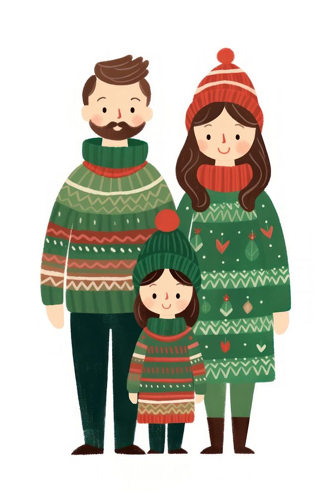 Christmas a family wearing different christmas sweater parent white background togetherness. AI generated Image by rawpixel.