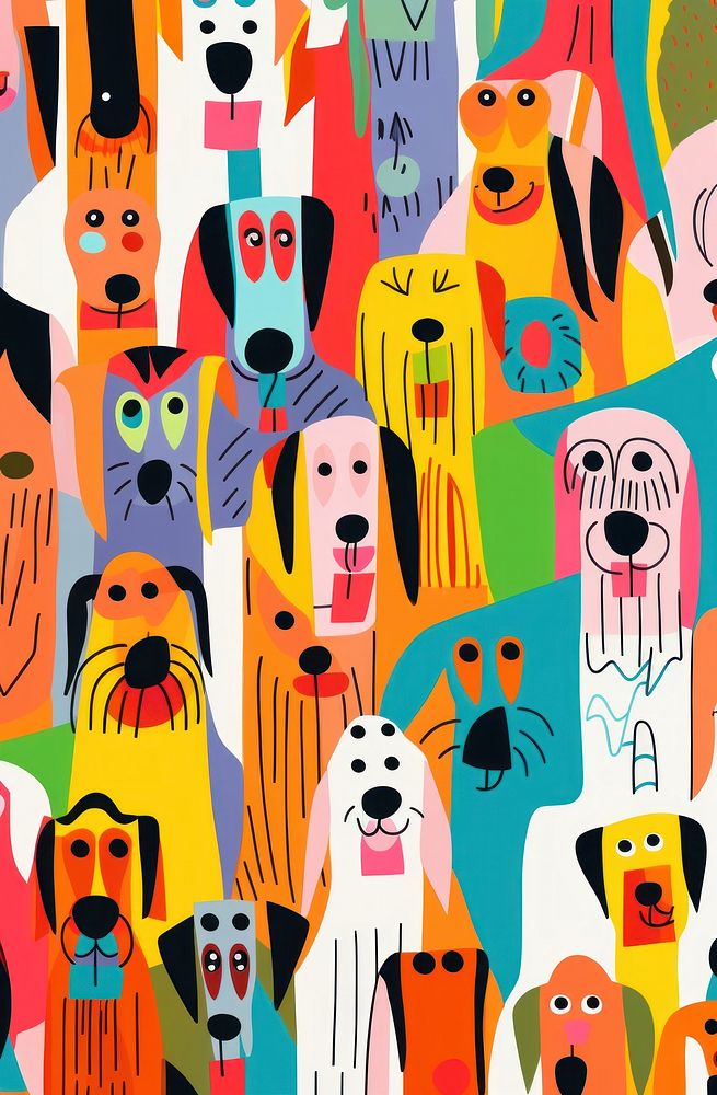 Pattern drawing animal dog. AI generated Image by rawpixel.