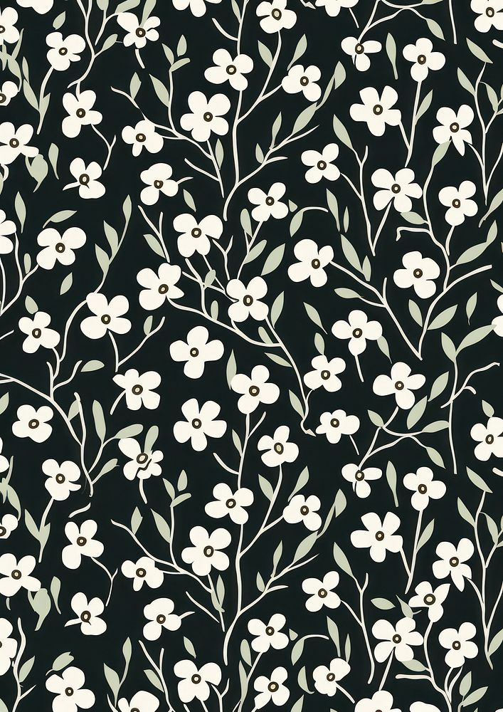 A cute floral pattern art backgrounds repetition. AI generated Image by rawpixel.