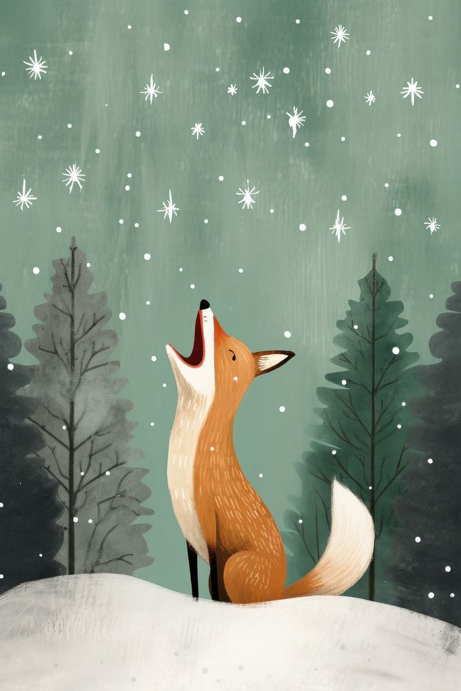 Christmas a fox singing christmas song colourful christmas cloth outdoors animal mammal. AI generated Image by rawpixel.
