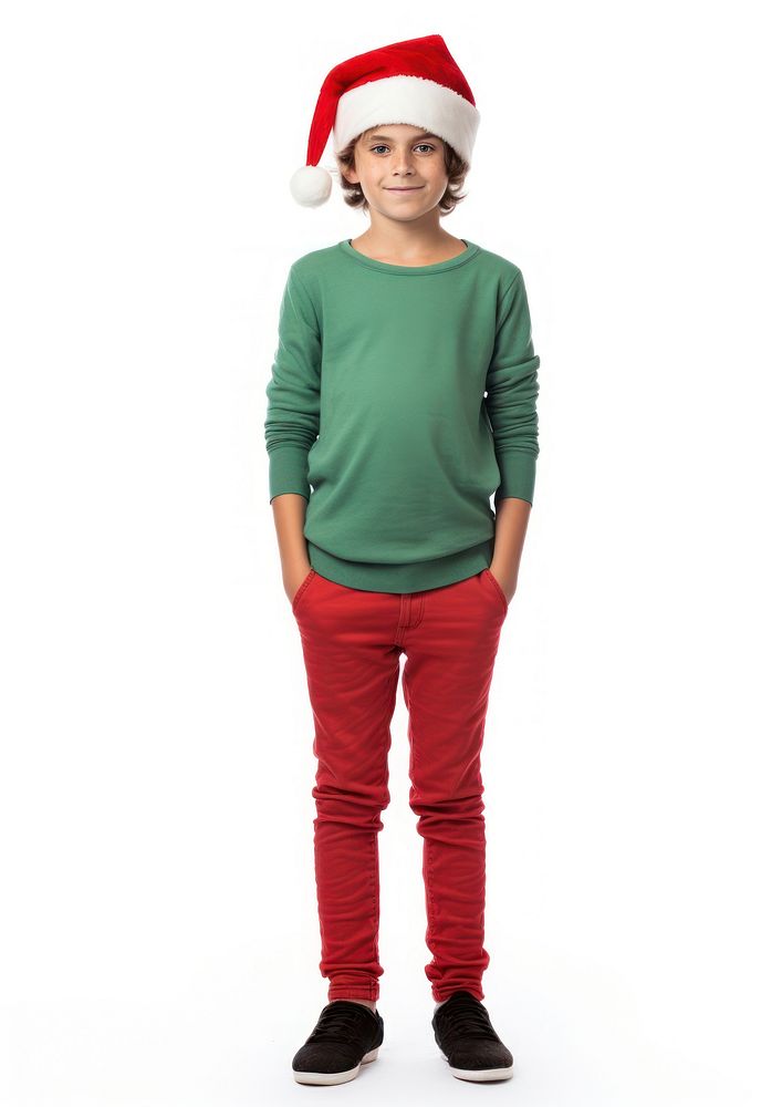 Chubby Young boy standing sweatshirt christmas. AI generated Image by rawpixel.