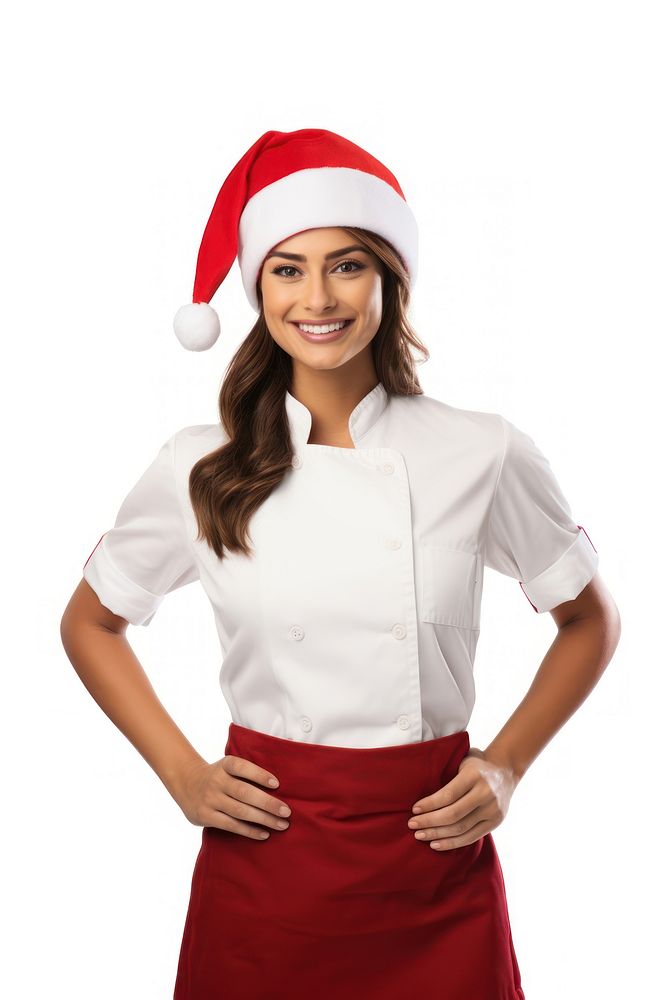 Female chef christmas smile hat. AI generated Image by rawpixel.