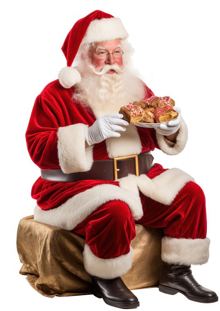 Santa Claus eating burger christmas adult white background. AI generated Image by rawpixel.