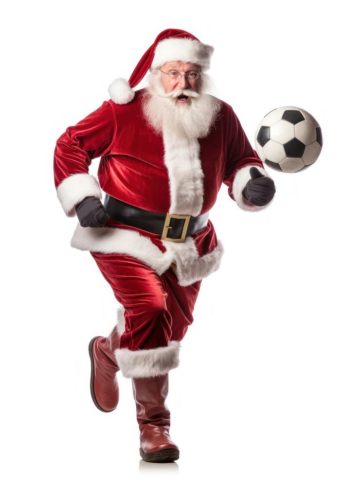 Santa Claus playing soccer football costume sports. AI generated Image by rawpixel.
