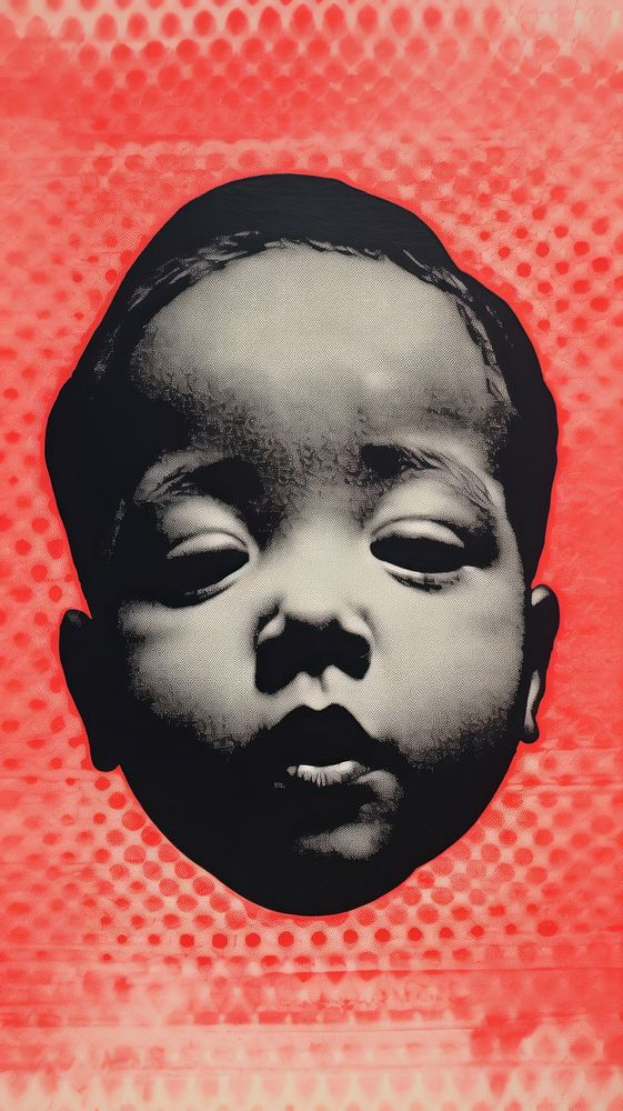 A baby portrait poster red. AI generated Image by rawpixel.