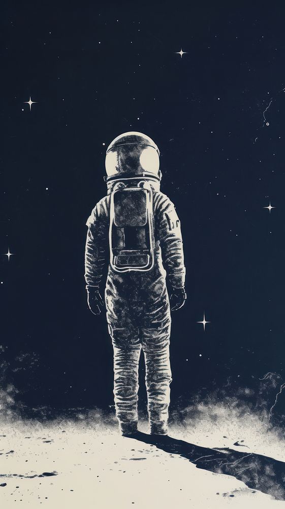 A lonely Astronaut astronomy astronaut standing. AI generated Image by rawpixel.