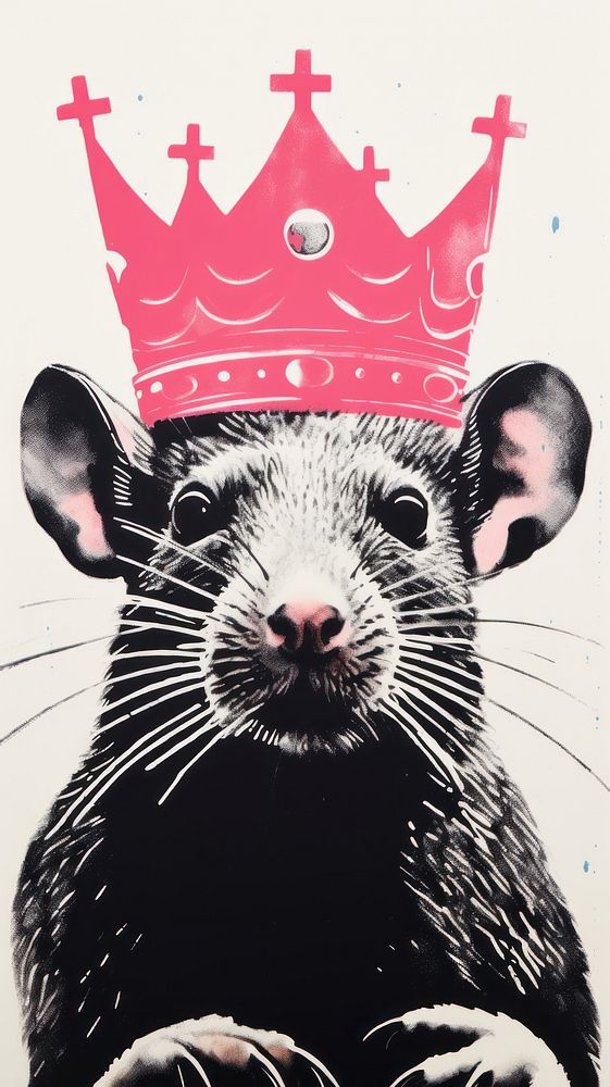 A rat wearing crown mammal animal cat. 