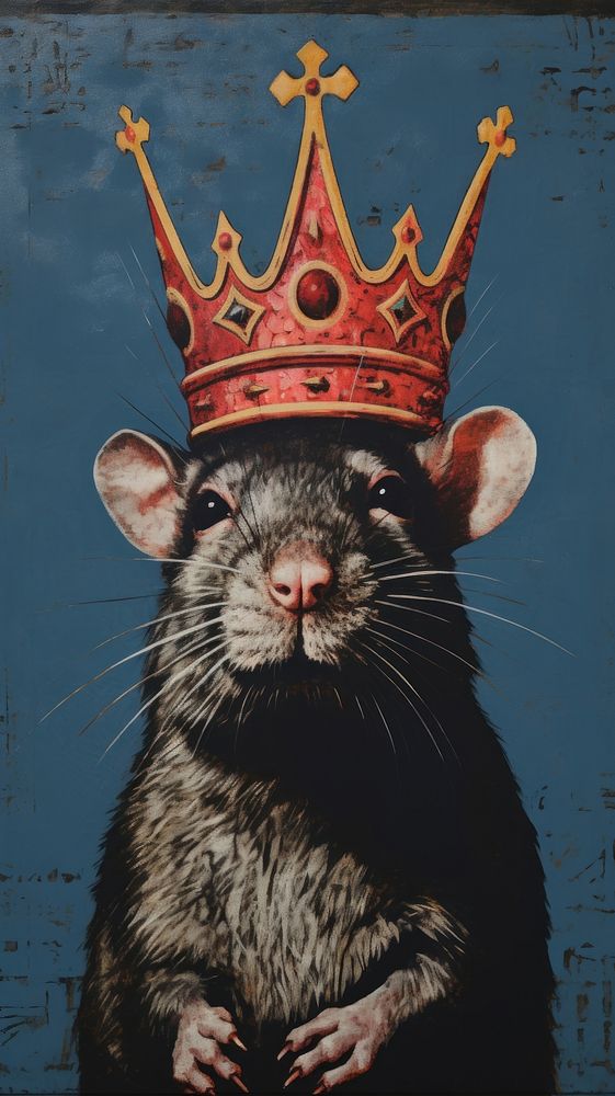 A rat wearing crown mammal animal rodent. 