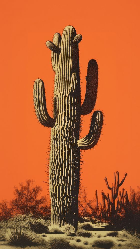 A Saguaro Cactus cactus plant red. AI generated Image by rawpixel.