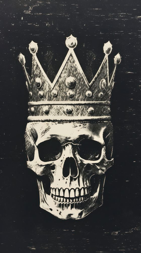 A skull wearing crown black accessories creativity. AI generated Image by rawpixel.