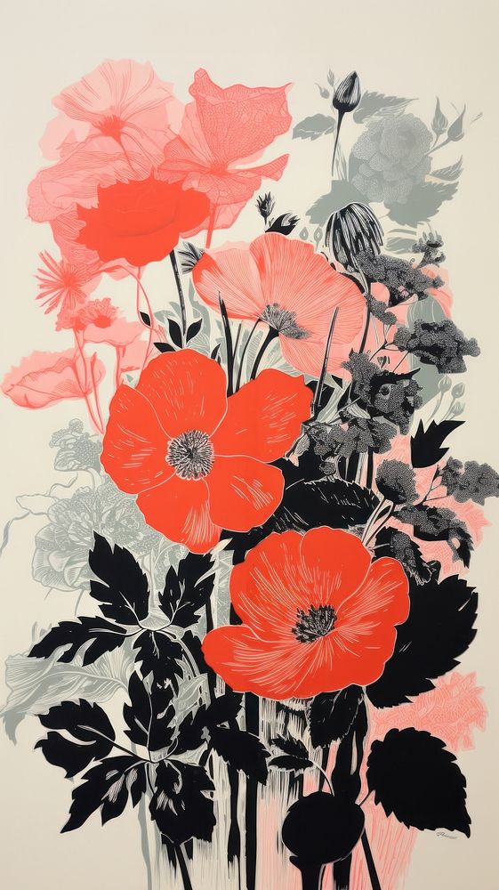Pattern flower painting graphics. AI generated Image by rawpixel.
