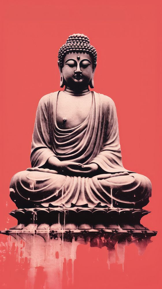 Statue buddha art red. AI generated Image by rawpixel.