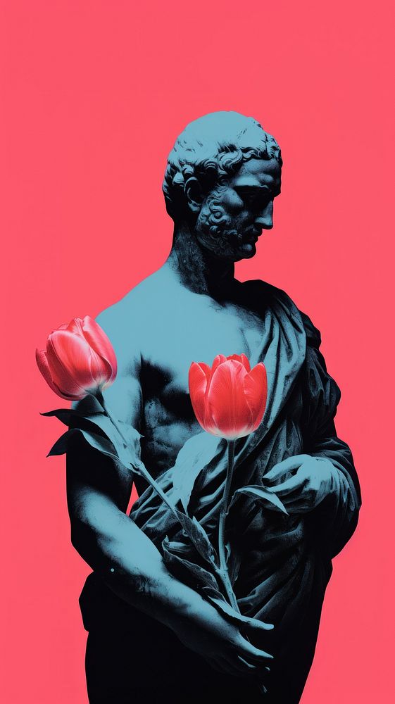 Romantic tulips flower statue plant. AI generated Image by rawpixel.