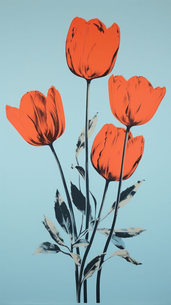 Romantic tulips flower poppy plant. AI generated Image by rawpixel.