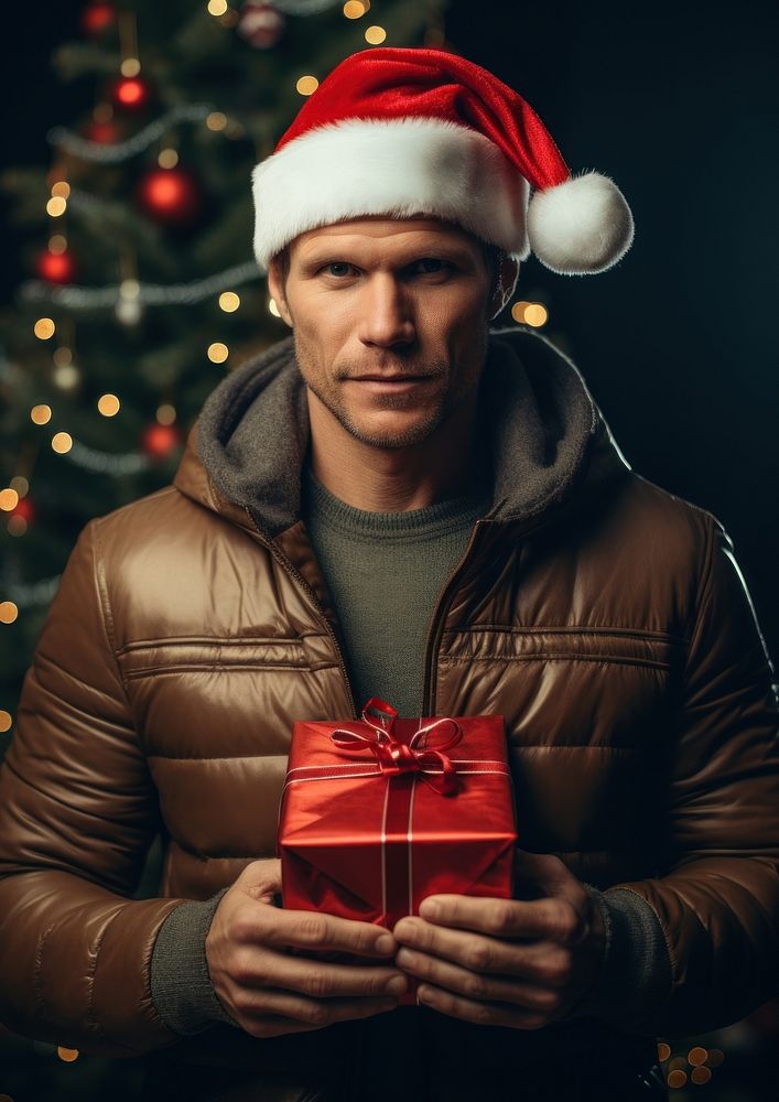 Man hold gift christmas adult men. 