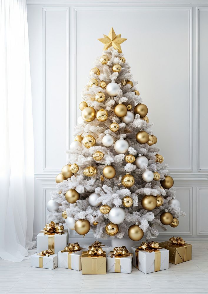 Christmas decoration white gold. AI generated Image by rawpixel.