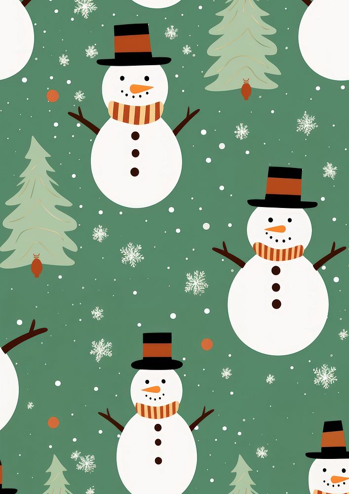 Christmas snowman pattern cartoon winter. AI generated Image by rawpixel.