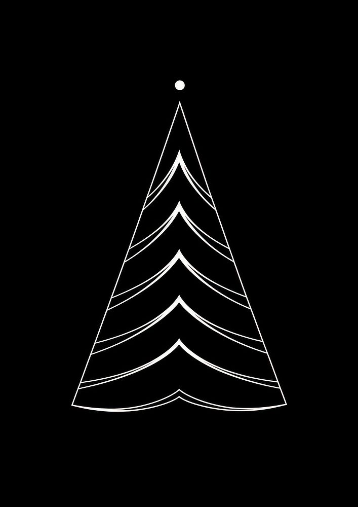 A minimal christmas tree shape white black line. AI generated Image by rawpixel.